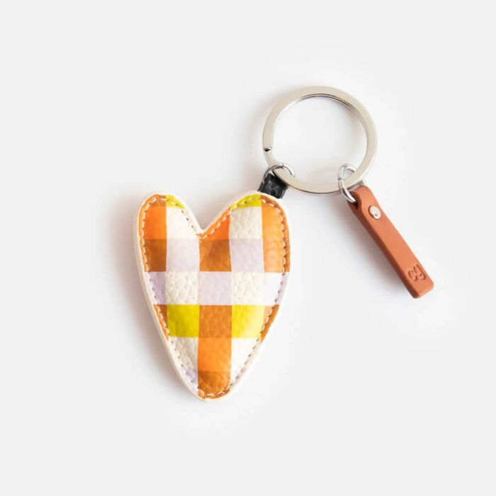 Caroline Gardner Multi Check Heart Keyring